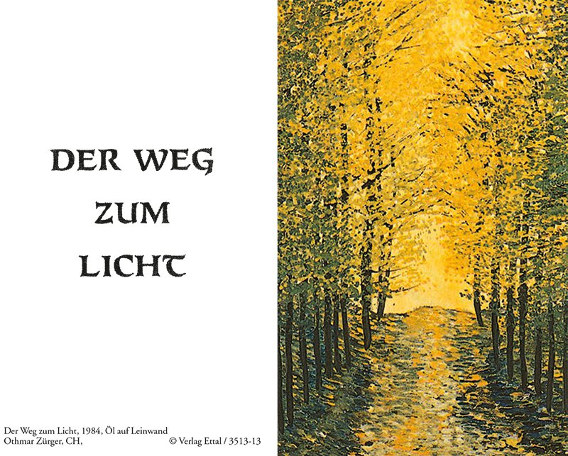 Trauerbild Der Weg zum Licht mit herbstlicher Allee in Gelb
