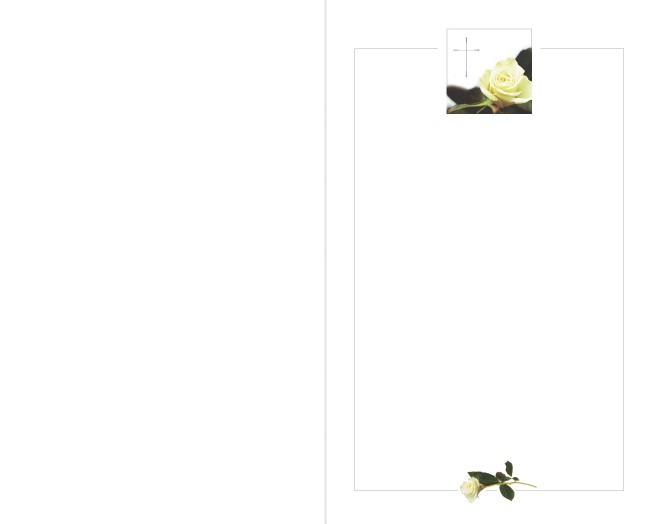 Trauer-Klappkarte im Hochformat in Creme mit weißer Rose