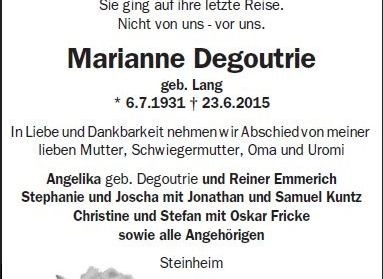 Traueranzeige als Zeitungsanzeige mit Foto einer weißen Rose, 2 Spalten / 120 mm, gestaltet von Schaack Bestattungen Hanau