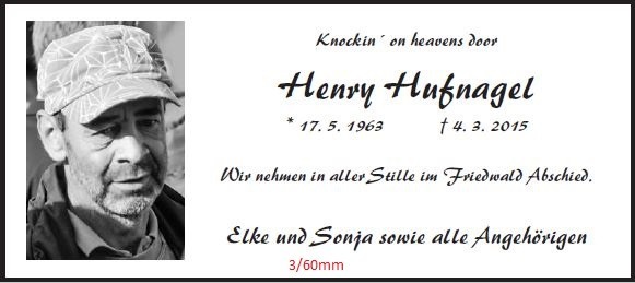 Traueranzeige als Zeitungsanzeige mit Porträtfoto des Verstorbenen, 3 Spalten / 60 mm, gestaltet von Schaack Bestattungen Hanau