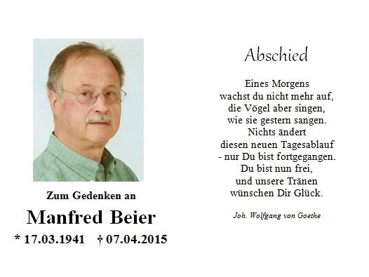 Sterbebildchen als Gestaltungsbeispiel, mit Farbporträt und Gedicht von Goethe, gestaltet von Schaack Bestattungen Hanau