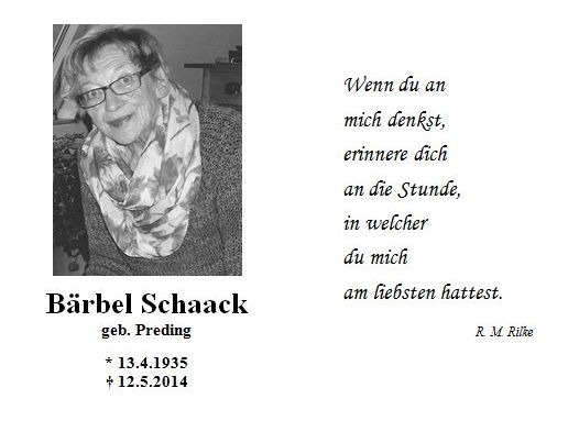 Sterbebildchen als Gestaltungsbeispiel, mit Schwarzweißporträt und Zitat von Rainer Maria Rilke, gestaltet von Schaack Bestattungen Hanau