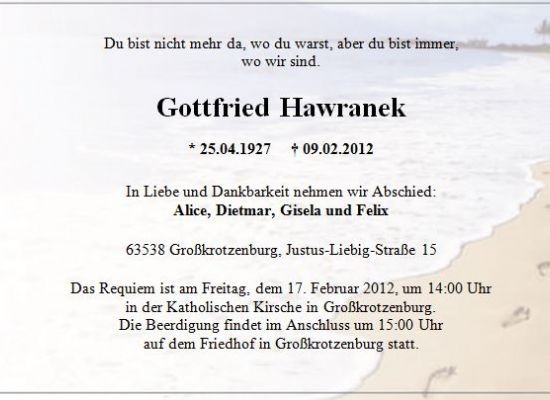 Trauerkarte als Gestaltungsbeispiel, mit hellem Farbverlauf, gestaltet von Schaack Bestattungen Hanau